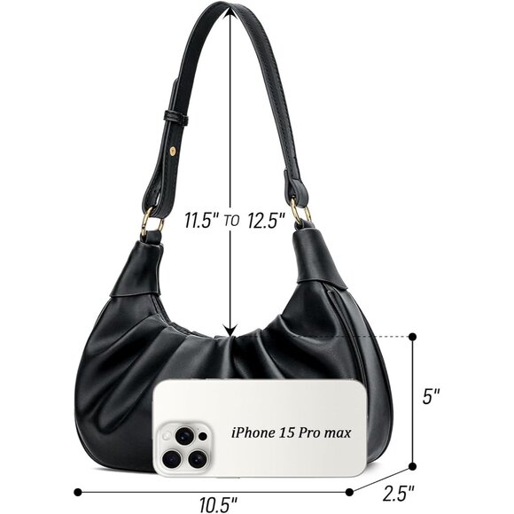 Women Shoulder Bag PU Leather Mini Hobo Crossbody Purse with Gold Chain - Picture 4 of 7